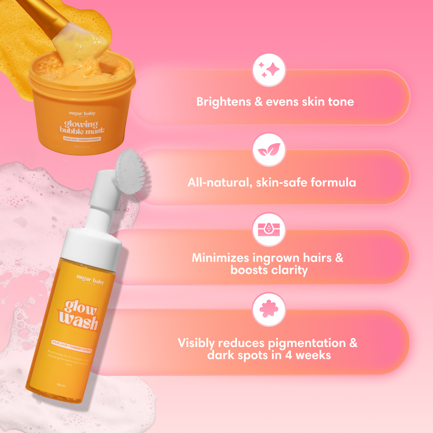 Brightening Duo – Glow Bubble Mask & Wash for Dark Spots